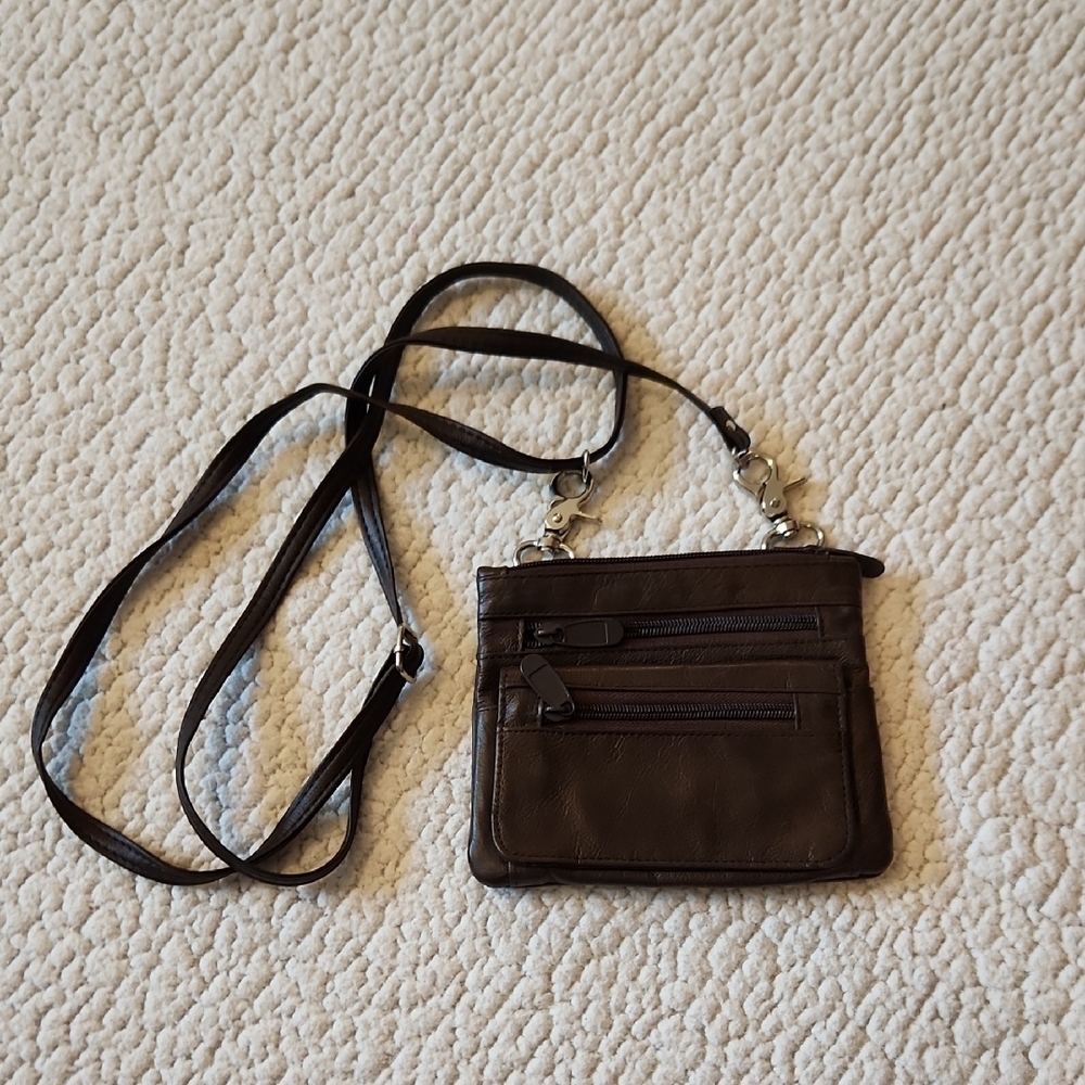 Mod Lily Chocolate Brown Faux Leather Multicompartment Crossbody Bag Resortwear